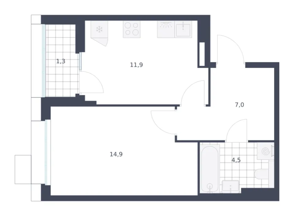 1-комн. 39,6 м²