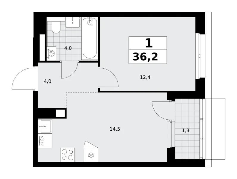 1-комн. 36.2 м²