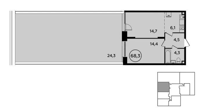 2-комн. 68.2 м²