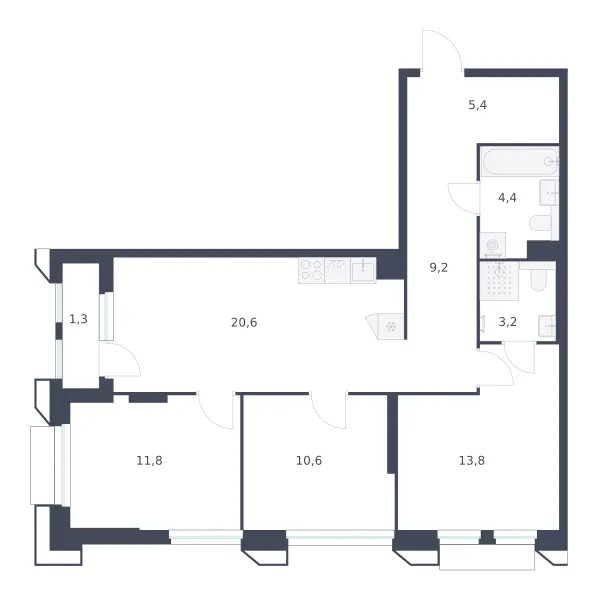 3-комн. 80.3 м²