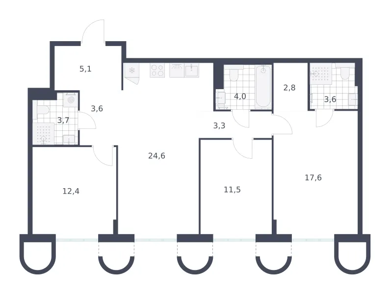 3-комн. 92.2 м²