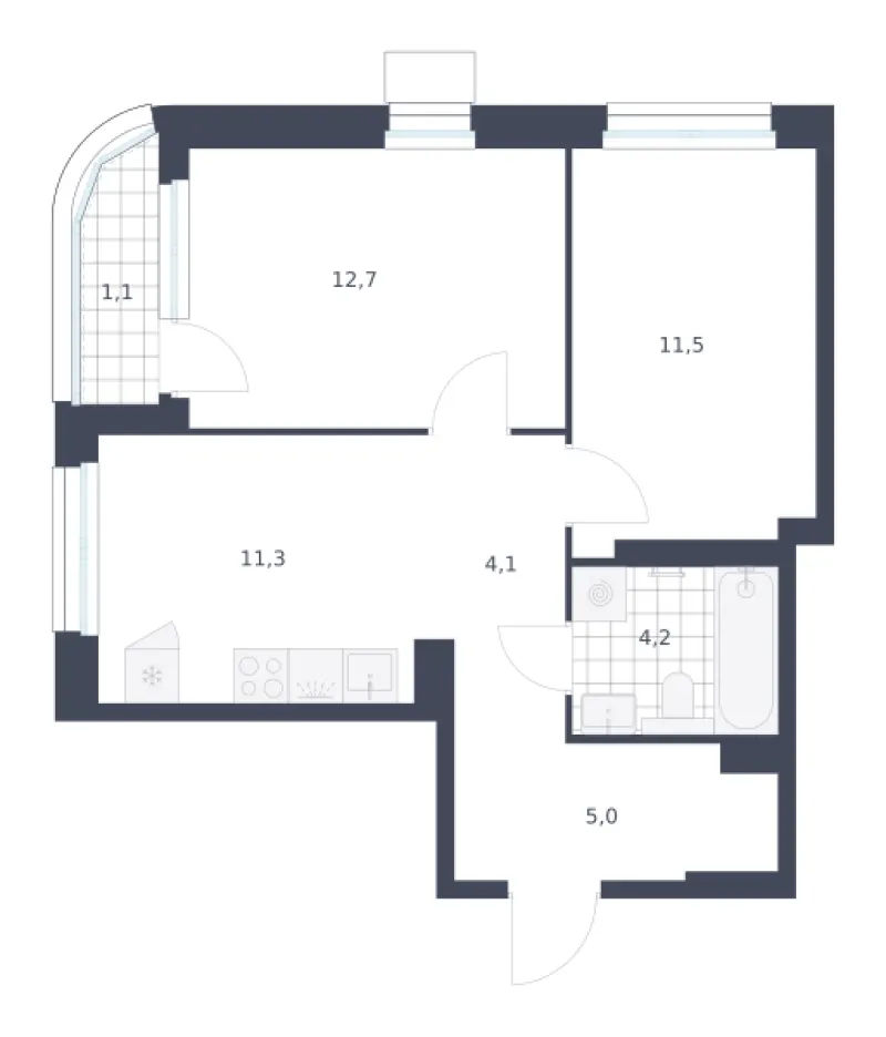 2-комн. 49.9 м²