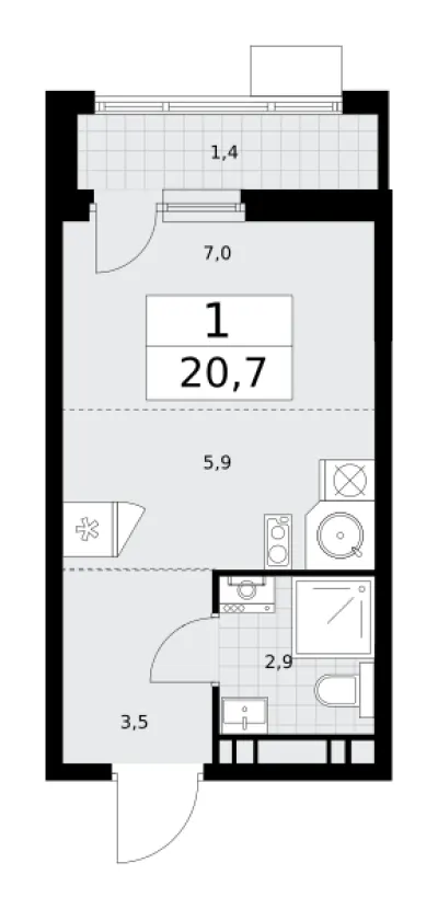 20,7 м² — планировка