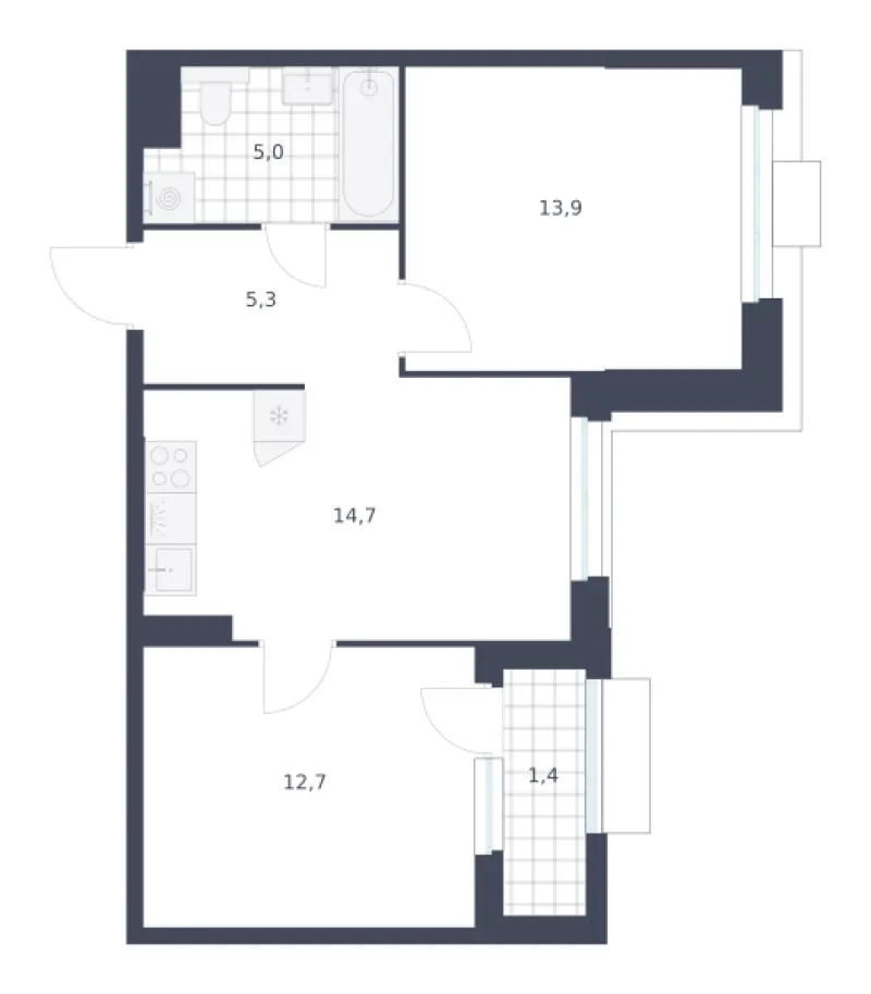 2-комн. 53 м²
