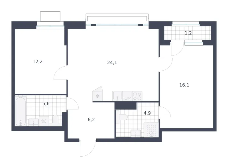 2-комн. 70.3 м²