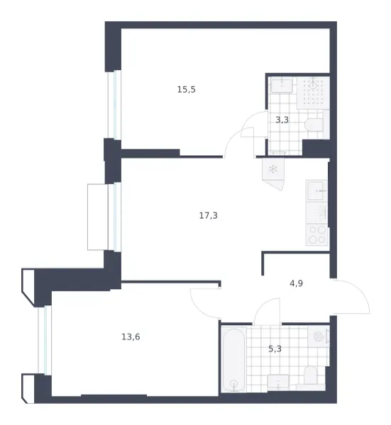 2-комн. 59.9 м²