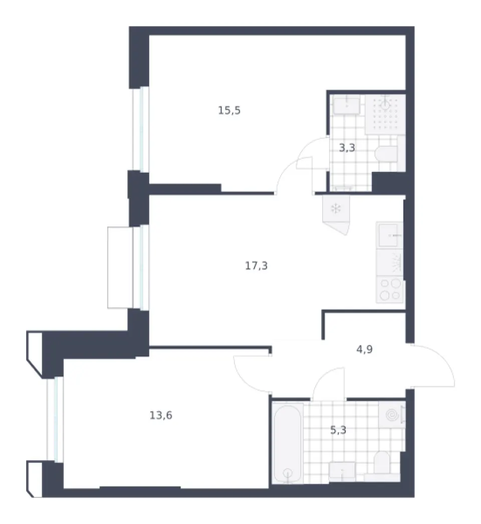 2-комн. 59,9 м²