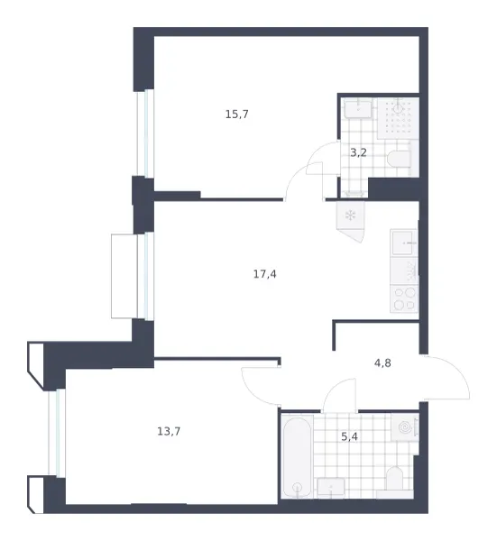 2-комн. 60.2 м²