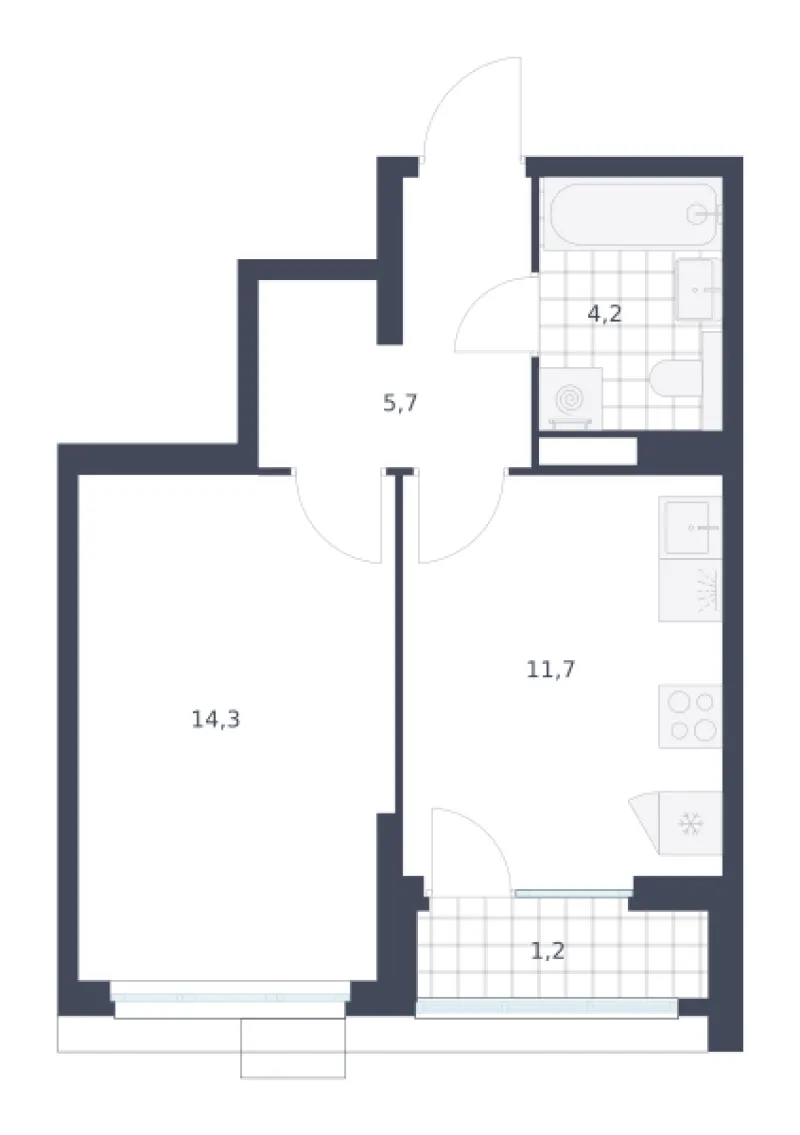 1-комн. 37.1 м²