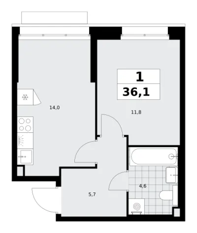 36,1 м² — планировка