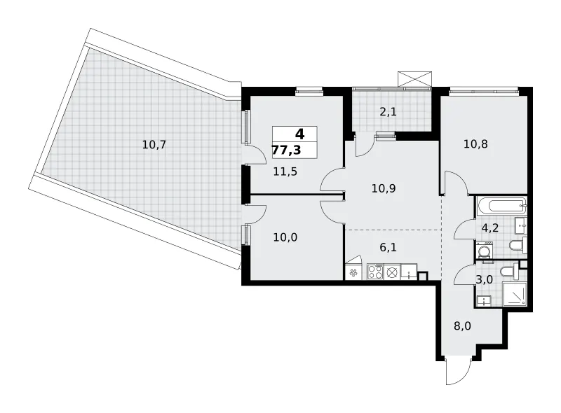 4-комн. 77.3 м²
