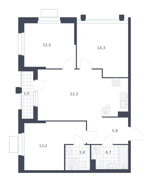 3-комн. 78.7 м²
