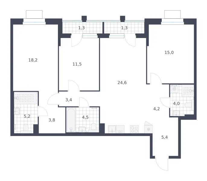 3-комн. 102.4 м²