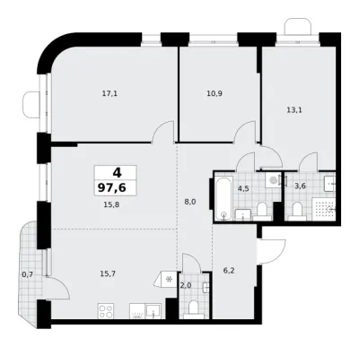 97,6 м² — планировка