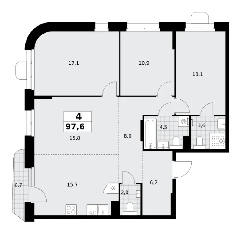 4-комн. 97.6 м²