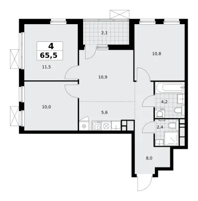 65,5 м² — планировка