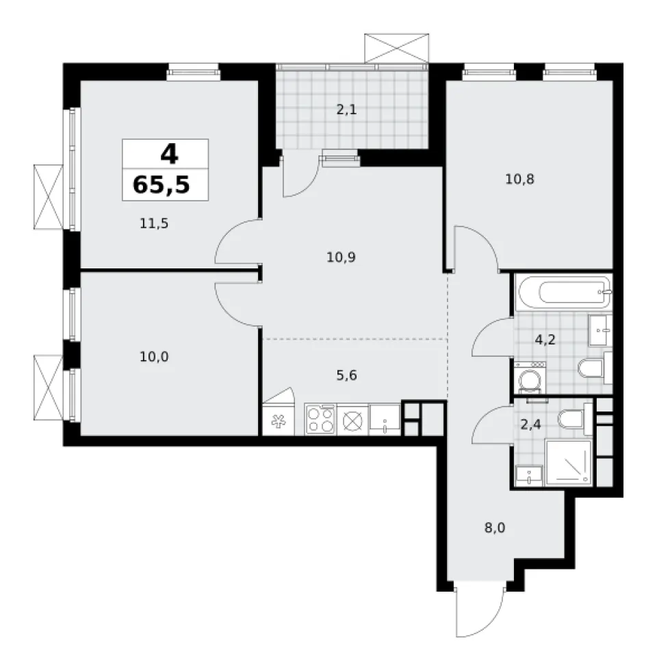 4-комн. 65,5 м²
