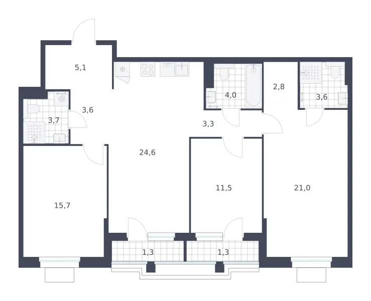 3-комн. 101.5 м²