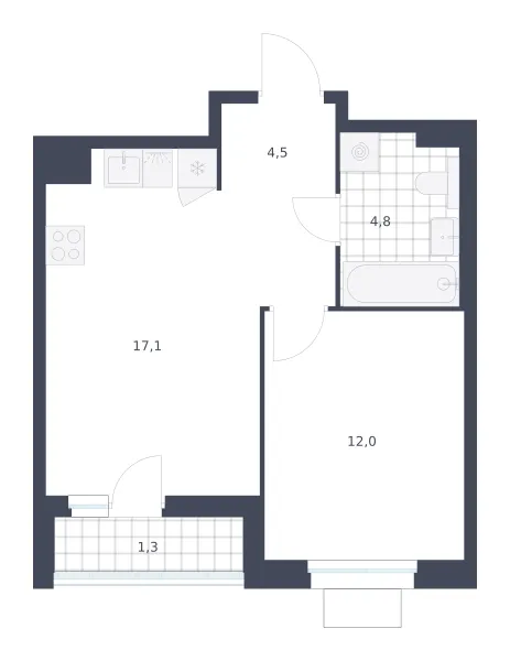 1-комн. 39.7 м²