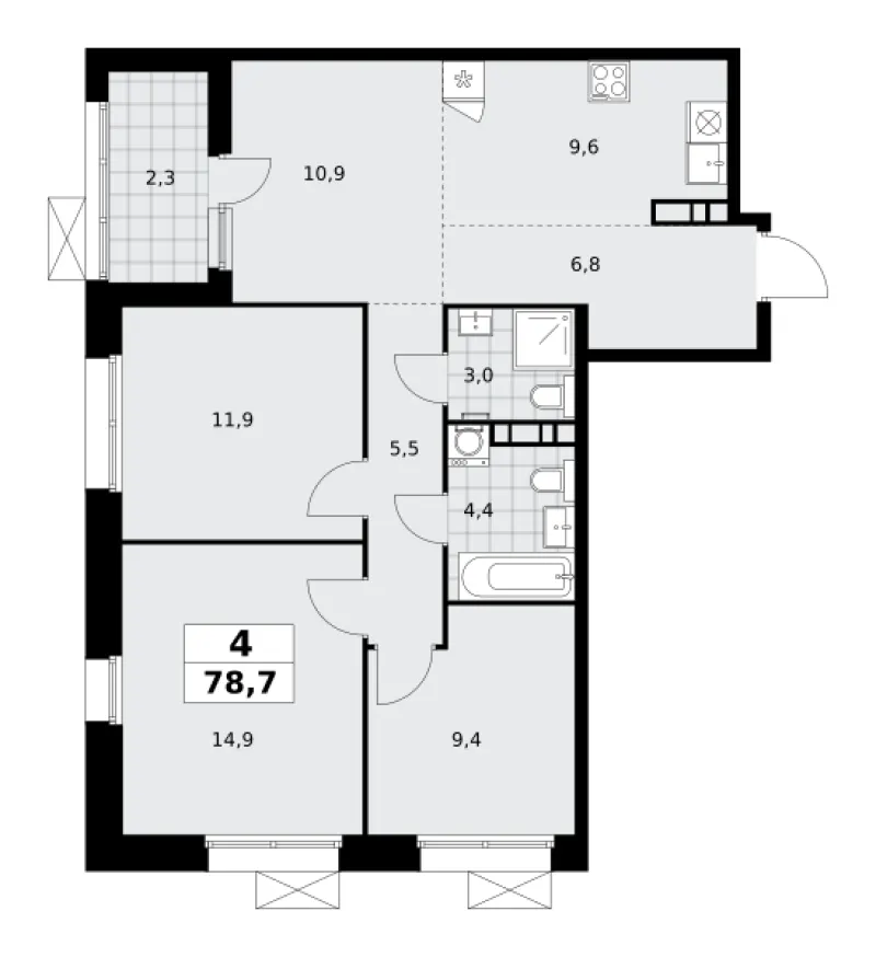 4-комн. 78.4 м²