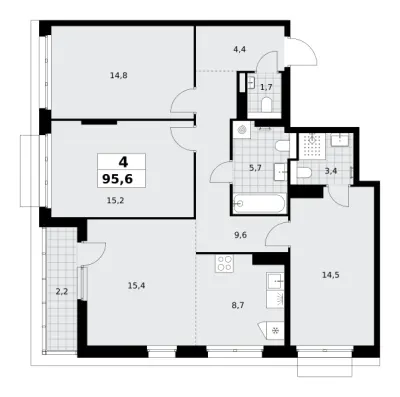 95,6 м² — планировка