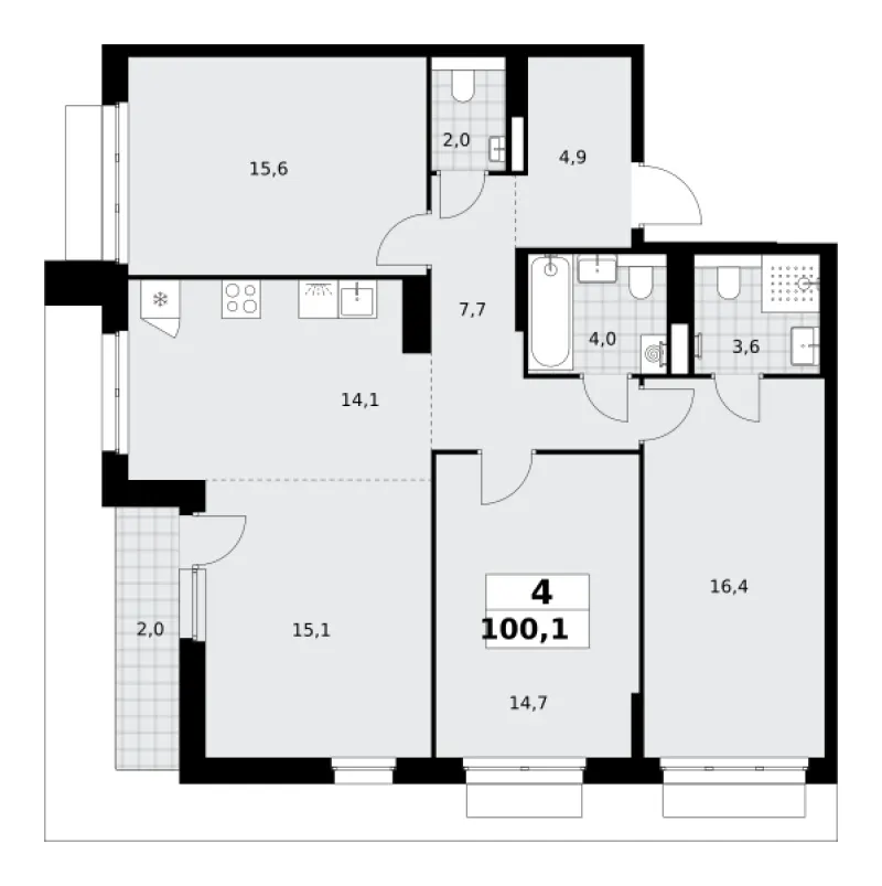 4-комн. 100.1 м²