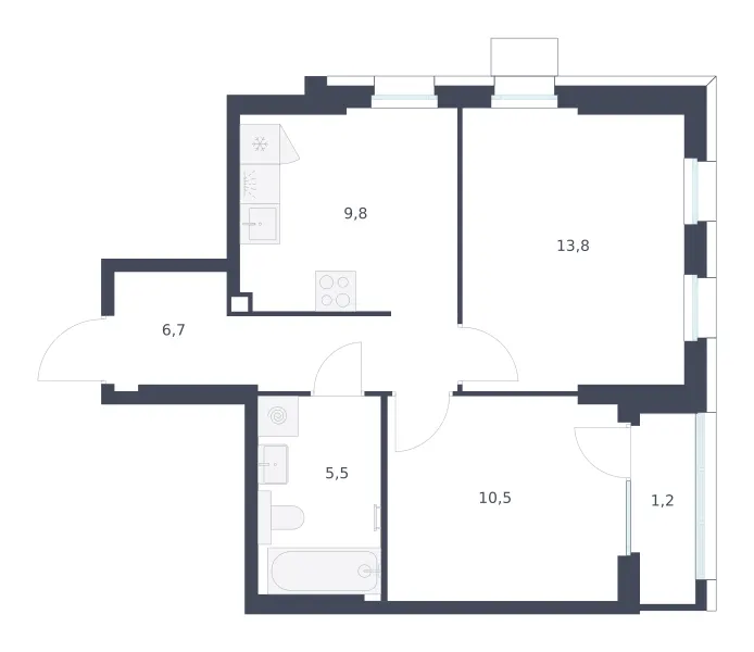 2-комн. 47.5 м²