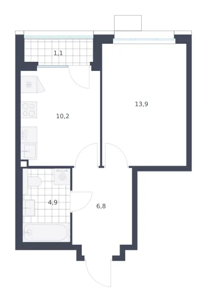 1-комн. 36.9 м²