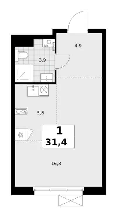 31,4 м² — планировка