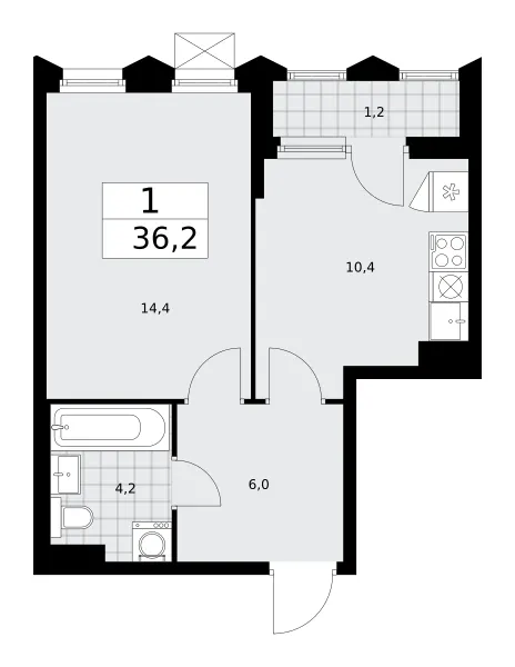 1-комн. 36.2 м²
