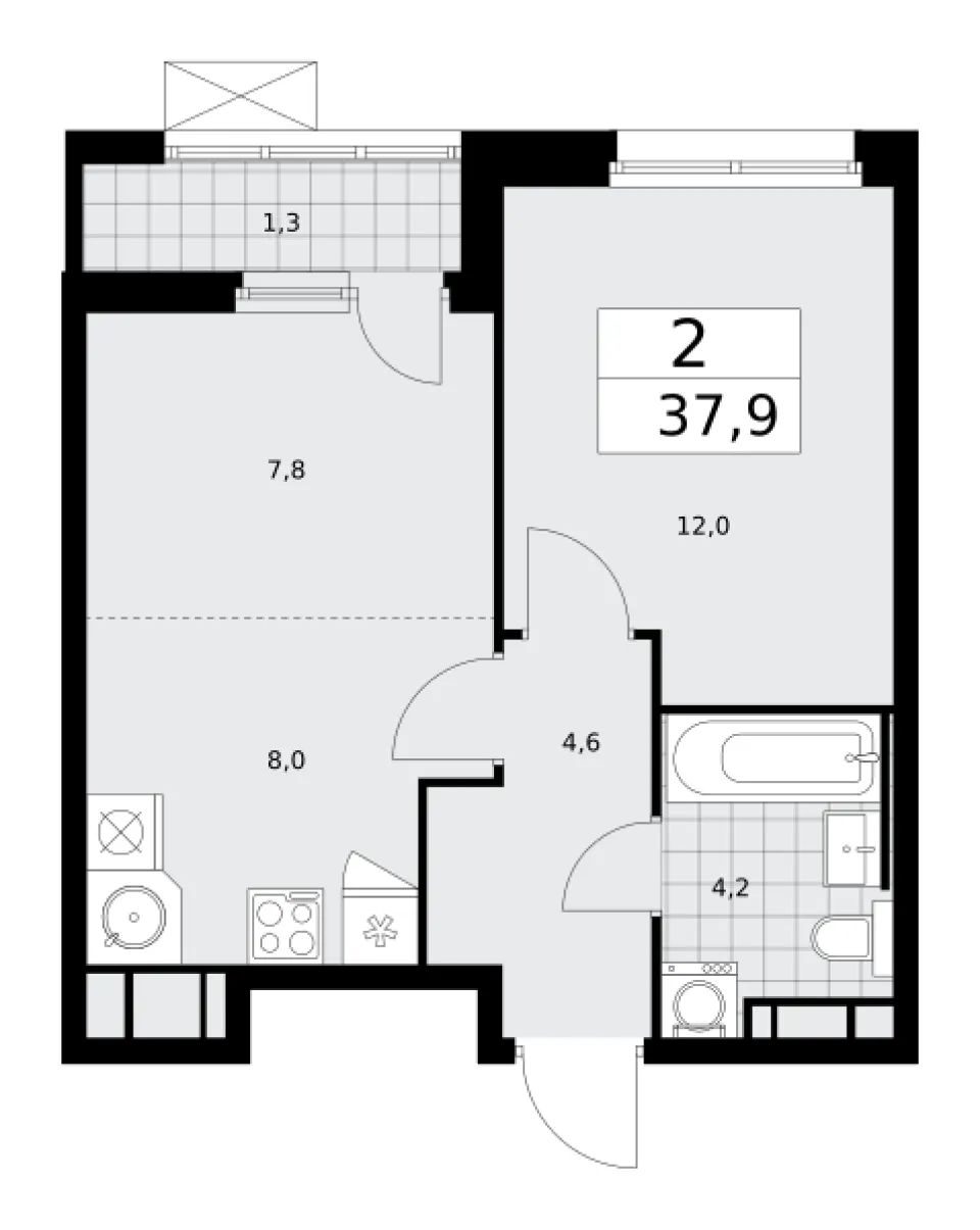 2-комн. 37,9 м²