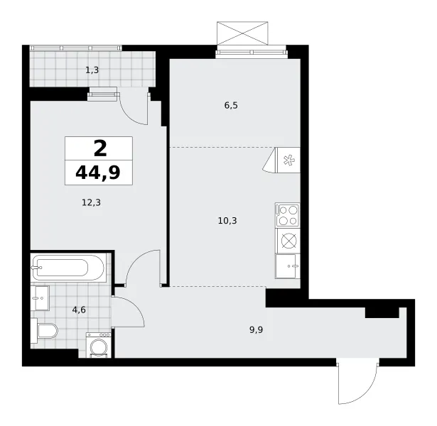 2-комн. 44.9 м²