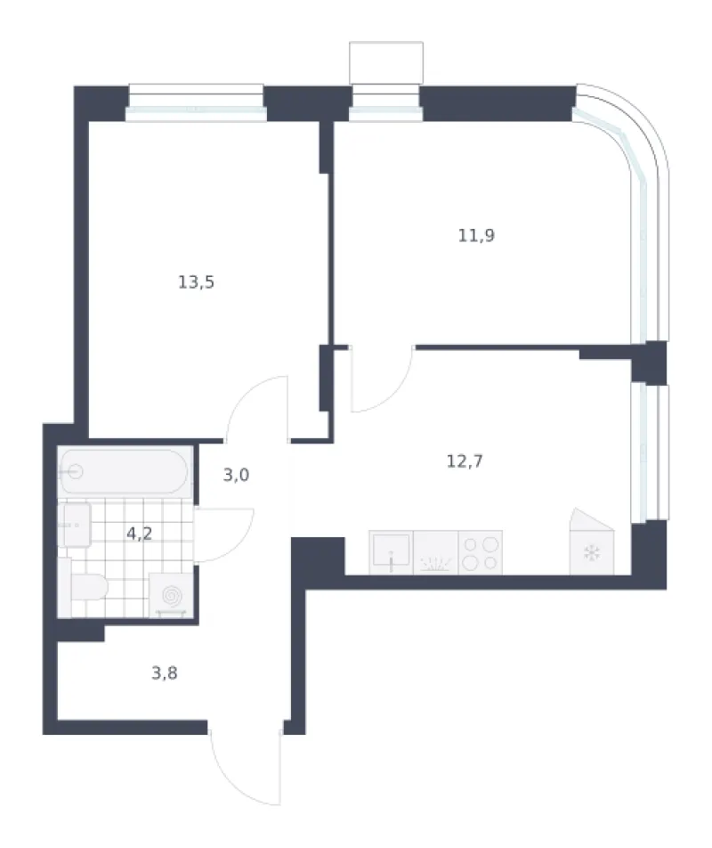 2-комн. 49.1 м²
