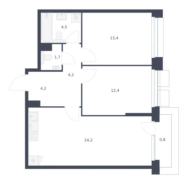 2-комн. 65.4 м²