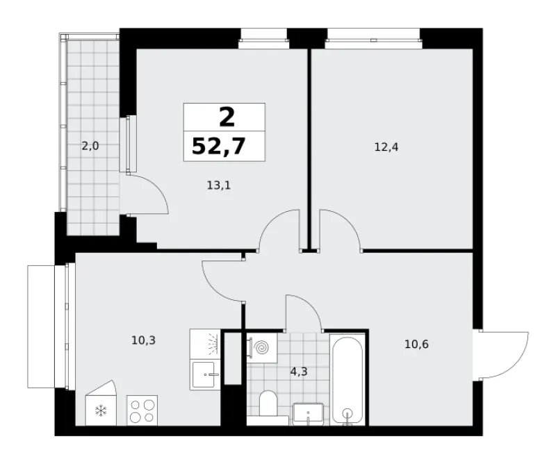 2-комн. 52.7 м²