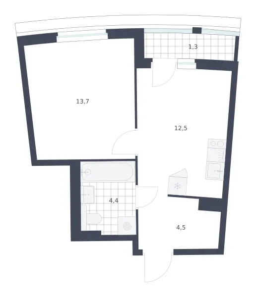 1-комн. 36.4 м²