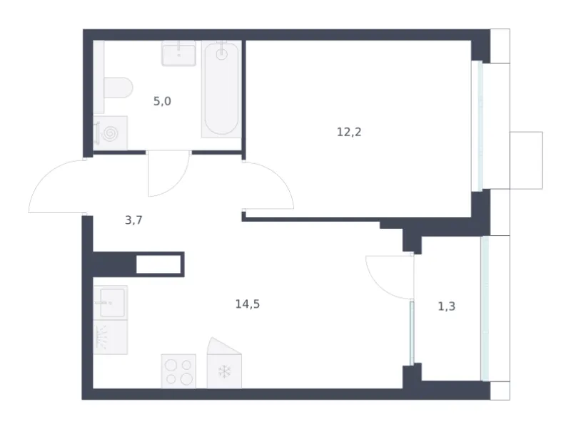 1-комн. 36.7 м²