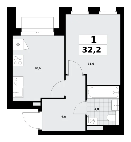 1-комн. 32.2 м²
