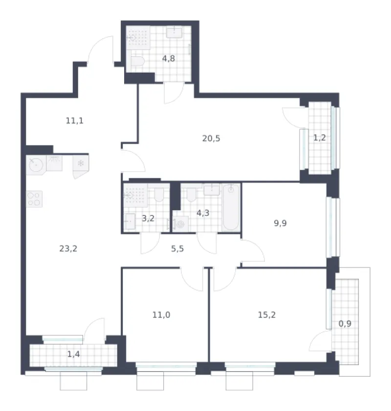 4-комн. 112.2 м²