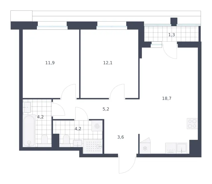 2-комн. 61.2 м²