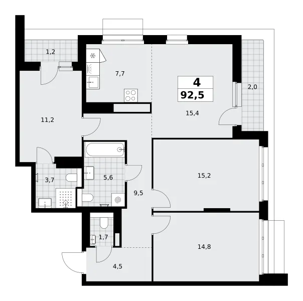 4-комн. 92.5 м²
