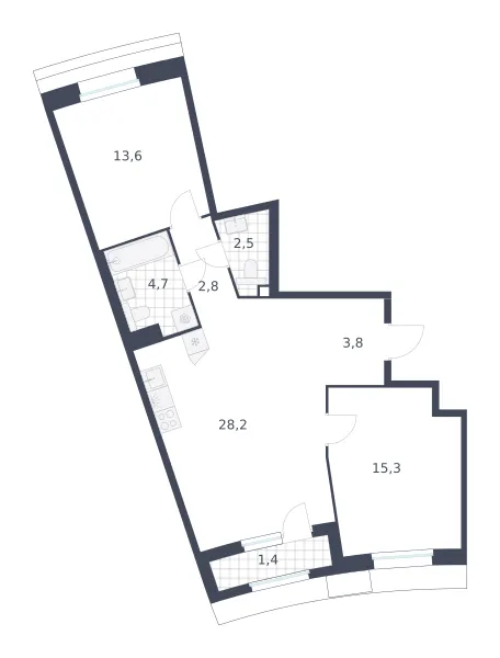 2-комн. 72.3 м²