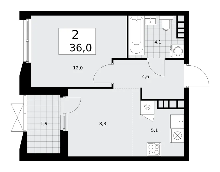 2-комн. 35,9 м²