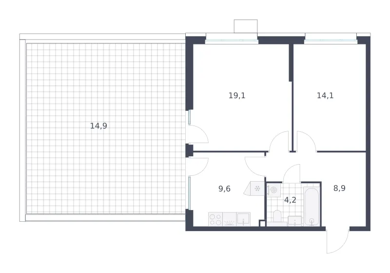2-комн. 70.8 м²