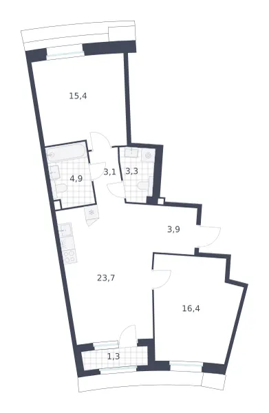 2-комн. 72 м²