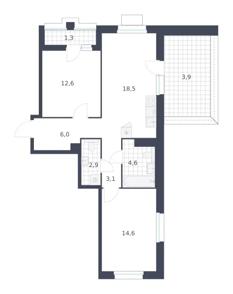 2-комн. 67.5 м²