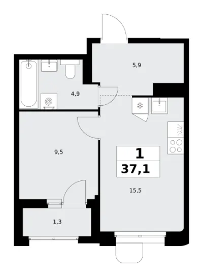 37,1 м² — планировка