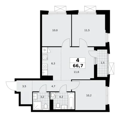 66,3 м² — планировка