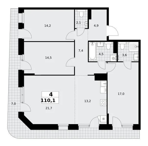 4-комн. 110.1 м²