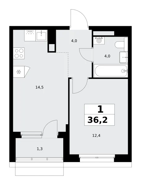 1-комн. 36.2 м²